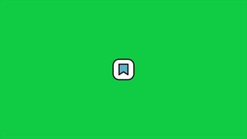 Small bookmark button animation click with hand cursor animation on green screen background video