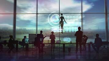 Using AI in stock trading. 3D render video