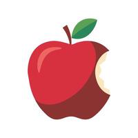 red apple with bite taken out of it, isolated on white background vector