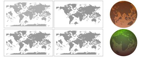 Stylish dotted world map. Globe world map in dot style. Illustration featuring continents and countries infographic view. perfect for technology or communication themes. Globe similar world map vector