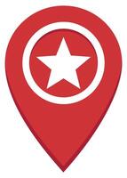 Flat icon of location icon with star inside isolated on white background. vector