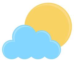 Sun and cloud weather flat icon isolated on white background. vector