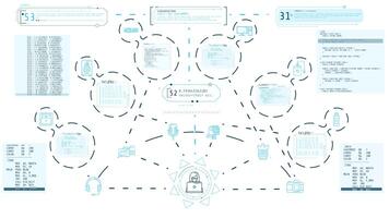 Infographics about modern devices and programming, animated on alpha channel. video