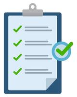 Clipboard with checklist icon in flat style. vector