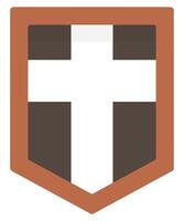 Wooden shield flat icon isolated on white background. vector