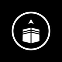 Black and white Illustration design of the direction of the Qibla icon to the Kaaba, the Islamic Ramadan icon vector