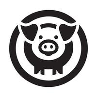 Stylized Black and White Pig Logo in Circle vector
