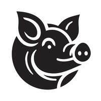 A graphic design of a pig's head, encircled by decorative, stylized floral or flame-like patterns. vector