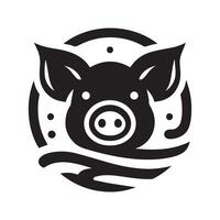 Two Pigs, Black and White Silhouette Design vector