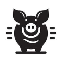 A stylized, black and white logo featuring a friendly pig standing on a stylized farm field. vector