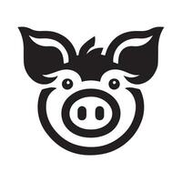 Silhouette of a pig under a crescent moon at night. vector
