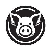 Pig Mascot in a Circular Design icon vector
