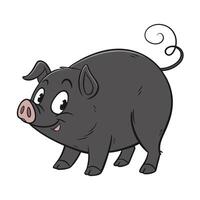 cartoon pig, depicted in a simple, stylized way, stands on a light beige ground. vector