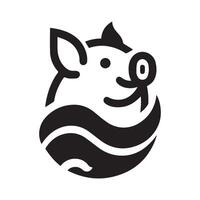 Happy Pig Silhouette Logo Design vector