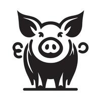 This bold, black and white silhouette showcases two pig heads intertwined, creating a dynamic and visually appealing design. vector