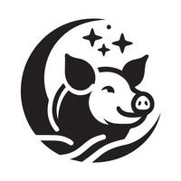 Stylized Pig Head Logo in a Circular Design vector