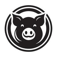 A stylized, cartoon pig silhouette in black and white. vector