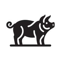 A stylized, black and white logo featuring a pig's head with a burger. vector