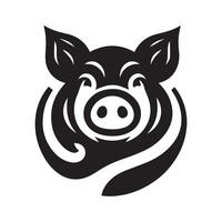 A bold, black and white silhouette of a boar, featuring stylized, flowing lines representing its fur. vector