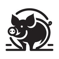 black and white silhouette of a pig with intricate, swirling decorative elements. vector