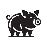 A stylized, black and white graphic of a pig's head, centered within a circular frame. vector