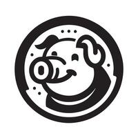 design of a pig's head, encircled by decorative, stylized floral or flame-like patterns. vector