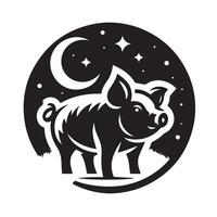Cute Pig Silhouette with Water Waves, Perfect for Logos or Illustrations vector