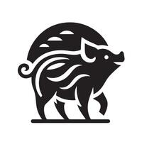 black and white graphic of a pig's vector