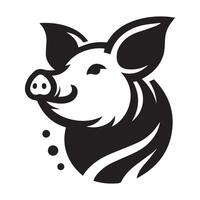 This is a simple, stylized black and white graphic of a pig. vector