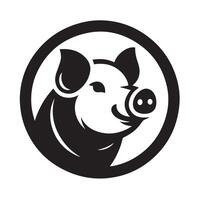 A simple, black and white silhouette of a pig. vector