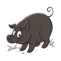 Cute Cartoon Pig in a Simple Meadow Setting vector
