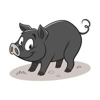 A cheerful, cartoon pig with a playful expression is depicted against a plain white background. vector