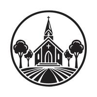 This black and white silhouette of a church building creates a classic, timeless image. vector