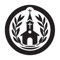 Ornate Christian Cross Emblem in Circular Design vector
