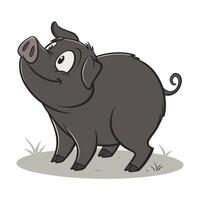 Cute cartoon piglet in a playful pose. vector