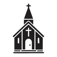 black and white silhouette of a church building. vector