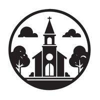 graphic depicts a stylized church building. vector