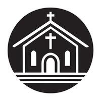 black and white graphic showcasing a stylized cross situated within a circular border. vector