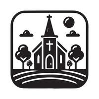 A simple, black and white graphic showcasing a stylized cross situated within a circular border. vector