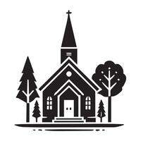 Simple Church Icon in a Circular Frame vector