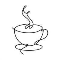 A cup of coffee icon made from single line hand drawn. Minimalist and simple logo of a cup of hot drink. vector