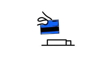 Abstract Illustration of a Blue Card in Motion Above a Flat Surface with Minimalistic Design Elements video