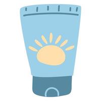 Sunscreen products in flat style. SPF cream vector