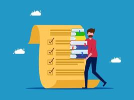 man carrying books on a checklist vector