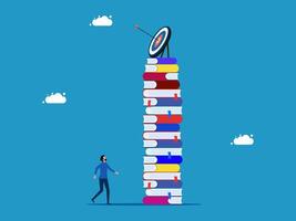 a man standing on top of books with target on top vector