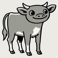 A cartoon cow with big horns standing in front of a white background vector