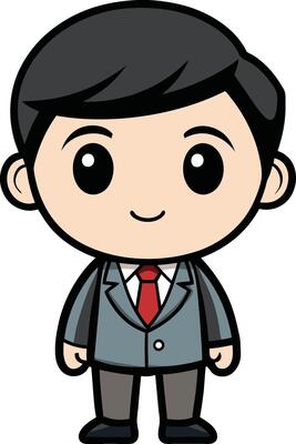 Smiling Business Boy Cartoon