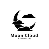 Crescent logo and three cloud elements. Simple and unique design for your business vector