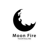 Crescent logo icons and fire elements. Simple design with unique shape for your business, Black vector