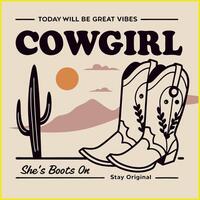 cowgirl boots on a desert background vector